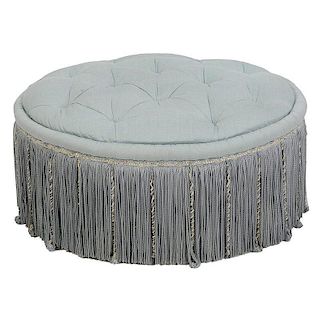 Tufted Upholstered and Tassel Decorated Ottoman