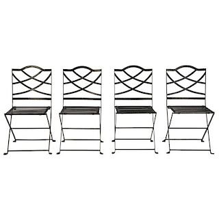 Set of Four Regency Style Folding Garden Chairs