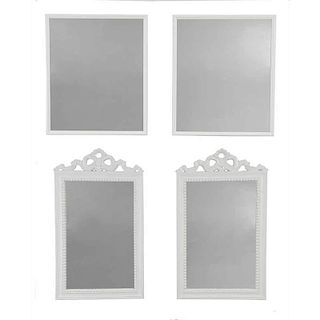 Two Pairs White Painted Mirrors