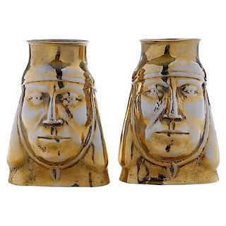 Pair of Peruvian Gilt Silver Vases