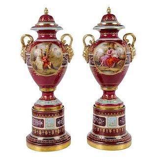 Pair Royal Vienna Urns