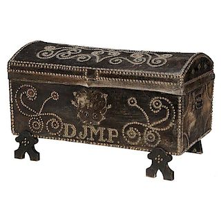 Baroque Leather Lined and Brass Studded Trunk