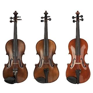 Three Vintage Violins in Cases