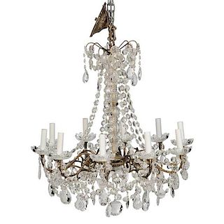 Venetian Style Brass and Crystal Chandelier
