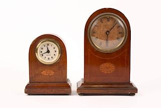Pair of German Inlaid Mantle Clocks