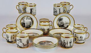French Porcelain Cups & Fruit Dishes 18/19th C.