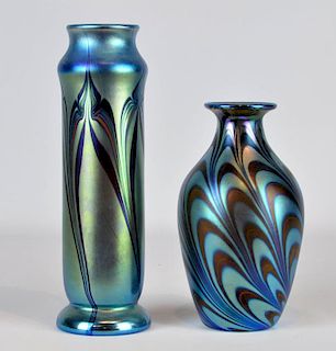 2 Lundberg Studios Art Glass Vases 20th C.