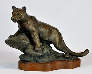 Jim Gilmore Bronze Sculpture "Lion In Wait", 1989