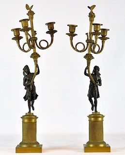 Pr. 19th C. French Bronze Candelabras