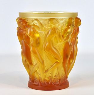 Lalique Amber Baccantes Vase Anniv. Edition