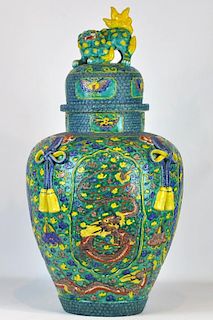Large 19/20th Ct. Chinese Ceramic Lidded Urn