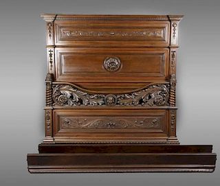 Renaissance Style Stained Mahogany Bedstead
