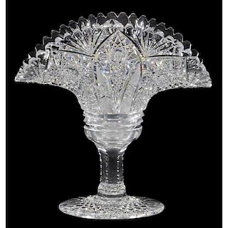 Brilliant Period Cut Glass Fan Vase