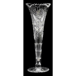 Brilliant Period Cut Glass Trumpet Vase