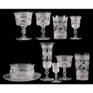 Ten Hawkes and Edenhall Cut Glass Table Items