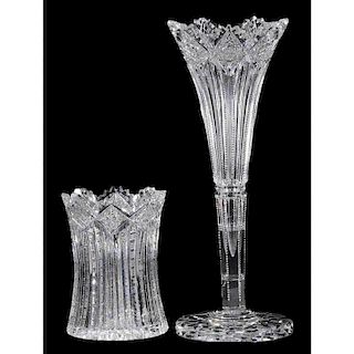 Brilliant Period Cut Glass Vase and Spooner