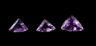 Collection of Three Triangular Loose Amethysts