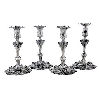 Set Four Silver Plate Tiffany Candlesticks
