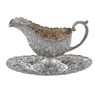 Repousse Sterling Gravy Boat and Underplate