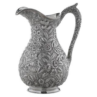 Repousse Sterling Water Pitcher