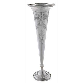Monumental Sterling Trumpet Vase