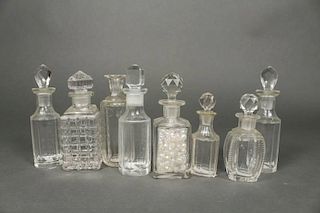 Collection of 8 Glass & Crystal Perfume Bottles