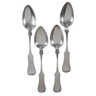 Four Clark Coin Silver Spoons