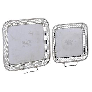 Two Matching Sterling Trays
