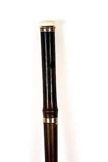 Wooden Flute/Musical Instrument Cane w/ Ivory Top