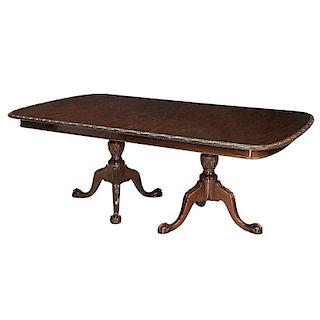 Chippendale Style Figured Mahogany Dining Table