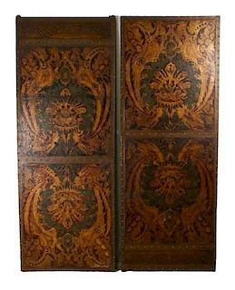 Pair of Italian Florentine Leather Wall Panels