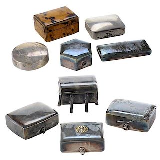 Nine Small Lidded Boxes