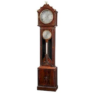 Irish Regency Mahogany Clock With Barometer