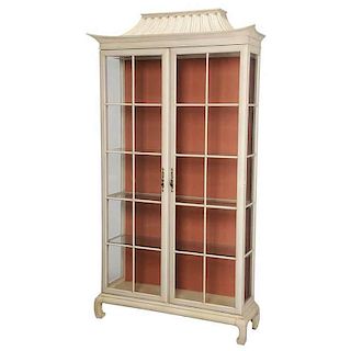 Chippendale Style White Painted Vitrine Cabinet