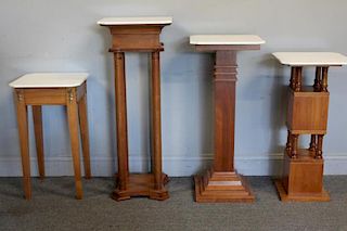 Grouping Of 4 Marbletop Wood Pedestals .