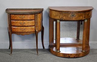 Parquetary Inlaid Demilune Endtable Together with