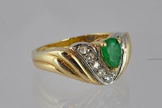 Emerald & Diamond Ring in 14kt. Gold