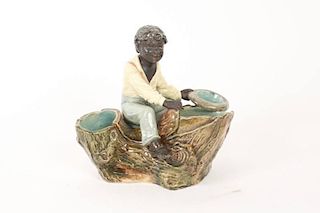 Majolica African American Figural Smoking Stand