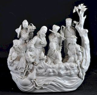 Chinese Blanc de Chine Figurine of 8 Immortals
