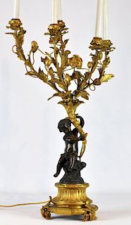 Empire Bronze & Gilt Bronze 5 Arm Candelabra/Lamp