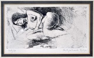 Raphael Soyer Etching of Nude Woman #28/30