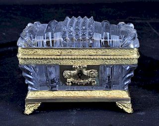 French Crystal Bronze Mounted Casket