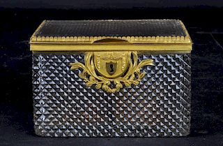 French Crystal Divided Casket with Bronze Mounts