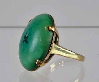 Natural Turquoise Stone in 10Kt Yellow Gold Ring