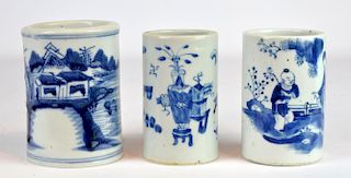 3 Chinese Porcelain Brush Pots