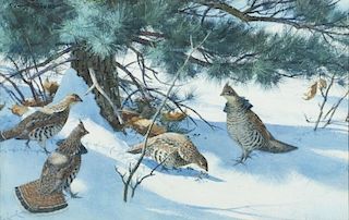 Aiden Lassell Ripley (1896-1969) Grouse Under Pines