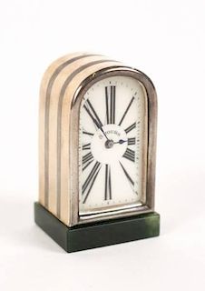 900 Sterling German Miniature Clock, early 20th C.