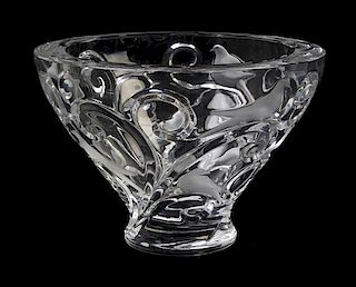 A Lalique Molded and Frosted Glass Bowl, Diameter 11 inches.