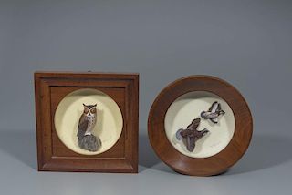 Miniature Owl and Quail in Display Frames William H. Reinbold (b. 1926)