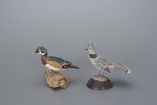 Miniature Wood Duck and Ruffed Grouse James Lapham (1909-1987)